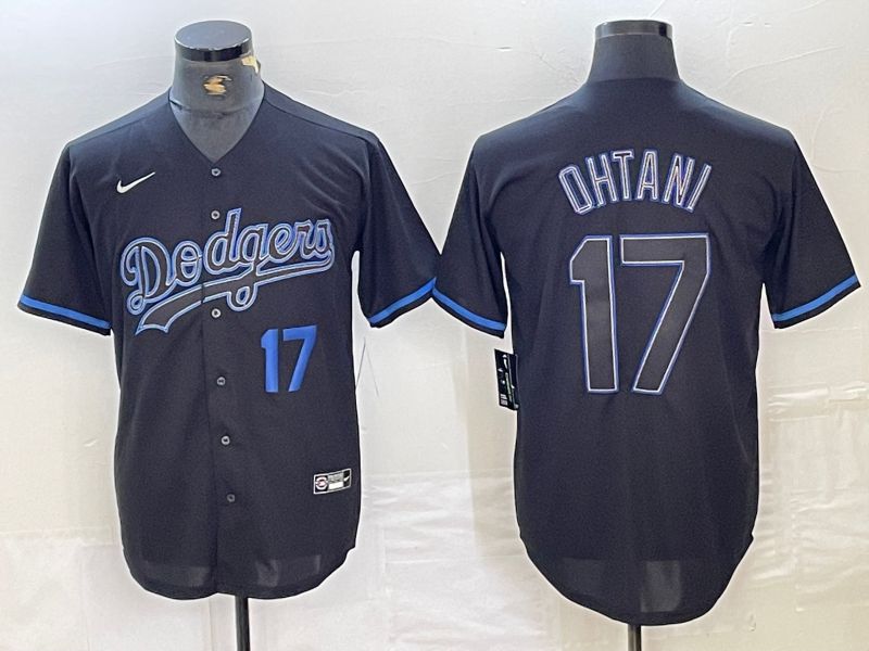 Men Los Angeles Dodgers 17 Ohtani Black Fashion Nike Game MLB Jersey style 10
